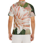 White And Pink Amaryllis Print Men's Short Sleeve Rash Guard