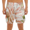 White And Pink Amaryllis Print Men's Split Running Shorts