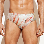 White And Pink Amaryllis Print Men's Swim Briefs