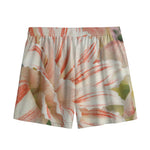 White And Pink Amaryllis Print Mesh Shorts