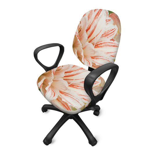 White And Pink Amaryllis Print Office Chair Cover