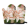 White And Pink Amaryllis Print Oven Mitts