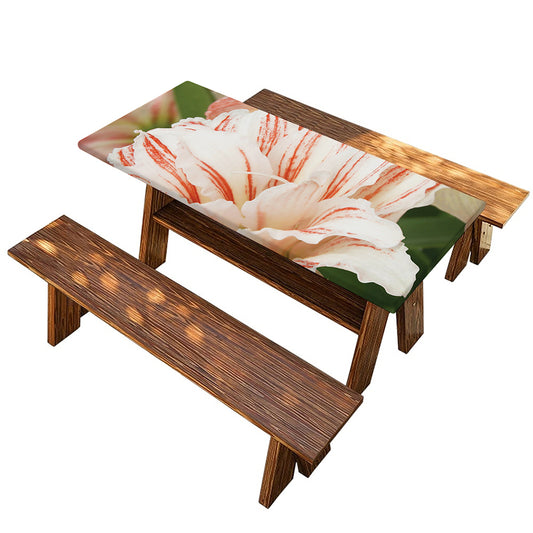 White And Pink Amaryllis Print Picnic Table Cover