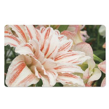 White And Pink Amaryllis Print Polyester Doormat
