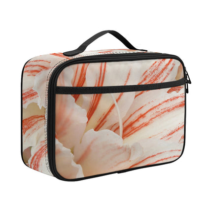 White And Pink Amaryllis Print Portable Lunch Bag