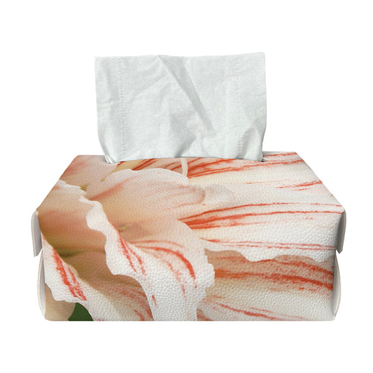 White And Pink Amaryllis Print Rectangle Tissue Box Cover