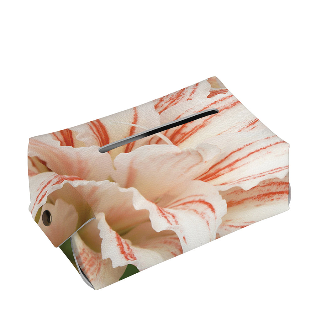 White And Pink Amaryllis Print Rectangle Tissue Box Cover