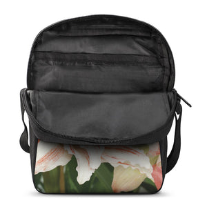 White And Pink Amaryllis Print Rectangular Crossbody Bag