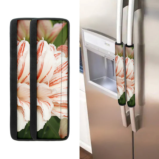 White And Pink Amaryllis Print Refrigerator Handle Covers