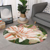 White And Pink Amaryllis Print Round Rug