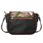 White And Pink Amaryllis Print Saddle Bag