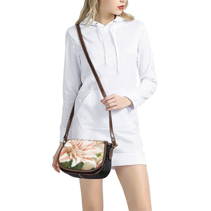 White And Pink Amaryllis Print Saddle Bag