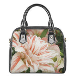 White And Pink Amaryllis Print Shoulder Handbag