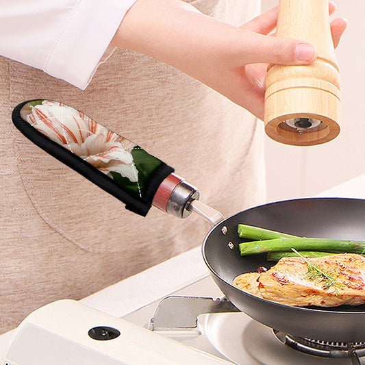 White And Pink Amaryllis Print Skillet Handle Cover