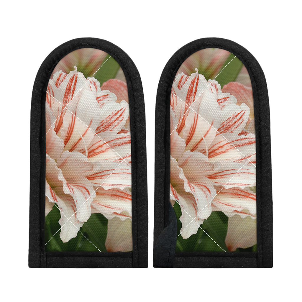 White And Pink Amaryllis Print Skillet Handle Cover