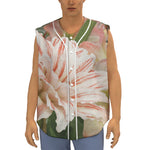 White And Pink Amaryllis Print Sleeveless Baseball Jersey