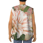 White And Pink Amaryllis Print Sleeveless Baseball Jersey