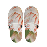 White And Pink Amaryllis Print Slippers