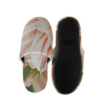 White And Pink Amaryllis Print Slippers