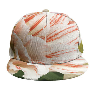 White And Pink Amaryllis Print Snapback Cap