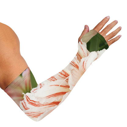 White And Pink Amaryllis Print Sun Protection Arm Sleeves