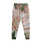 White And Pink Amaryllis Print Sweatpants