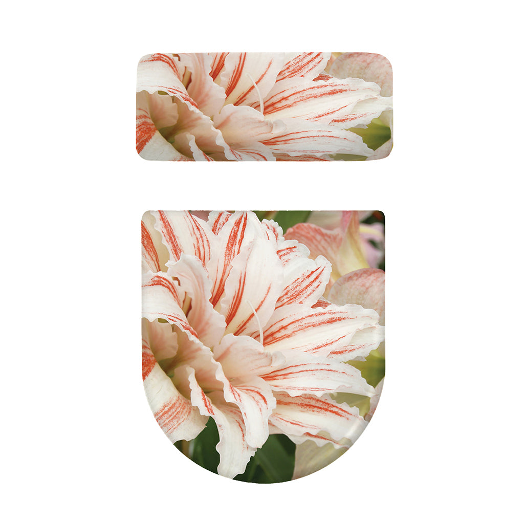White And Pink Amaryllis Print Toilet Lid And Tank Cover Set