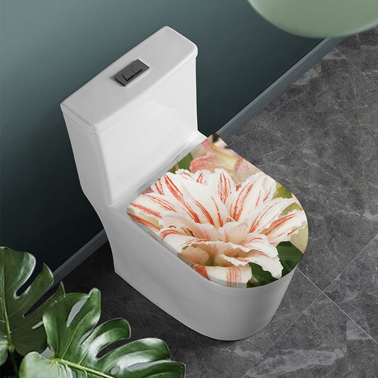 White And Pink Amaryllis Print Toilet Lid Cover