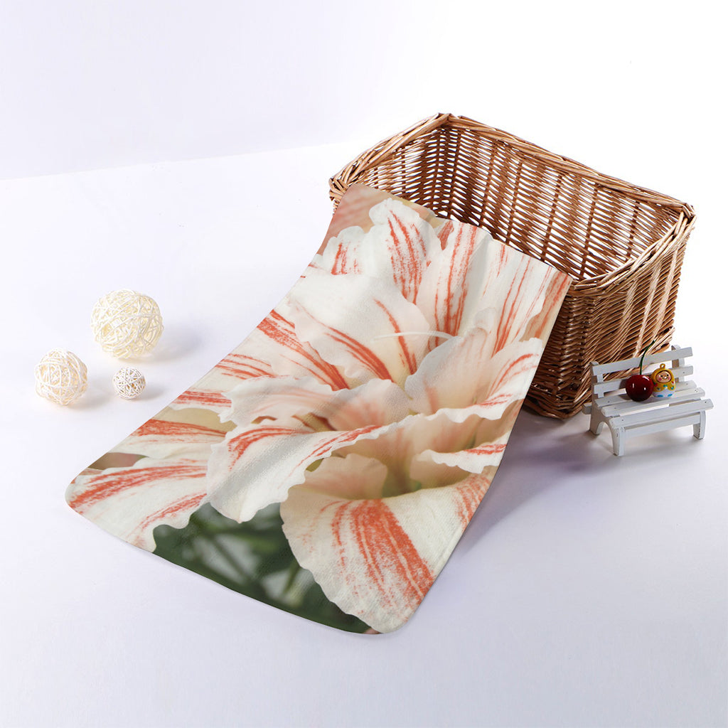 White And Pink Amaryllis Print Towel