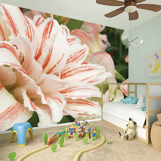 White And Pink Amaryllis Print Wall Sticker
