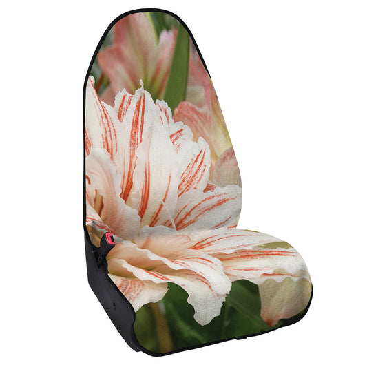 White And Pink Amaryllis Print Waterproof Car Seat Cover
