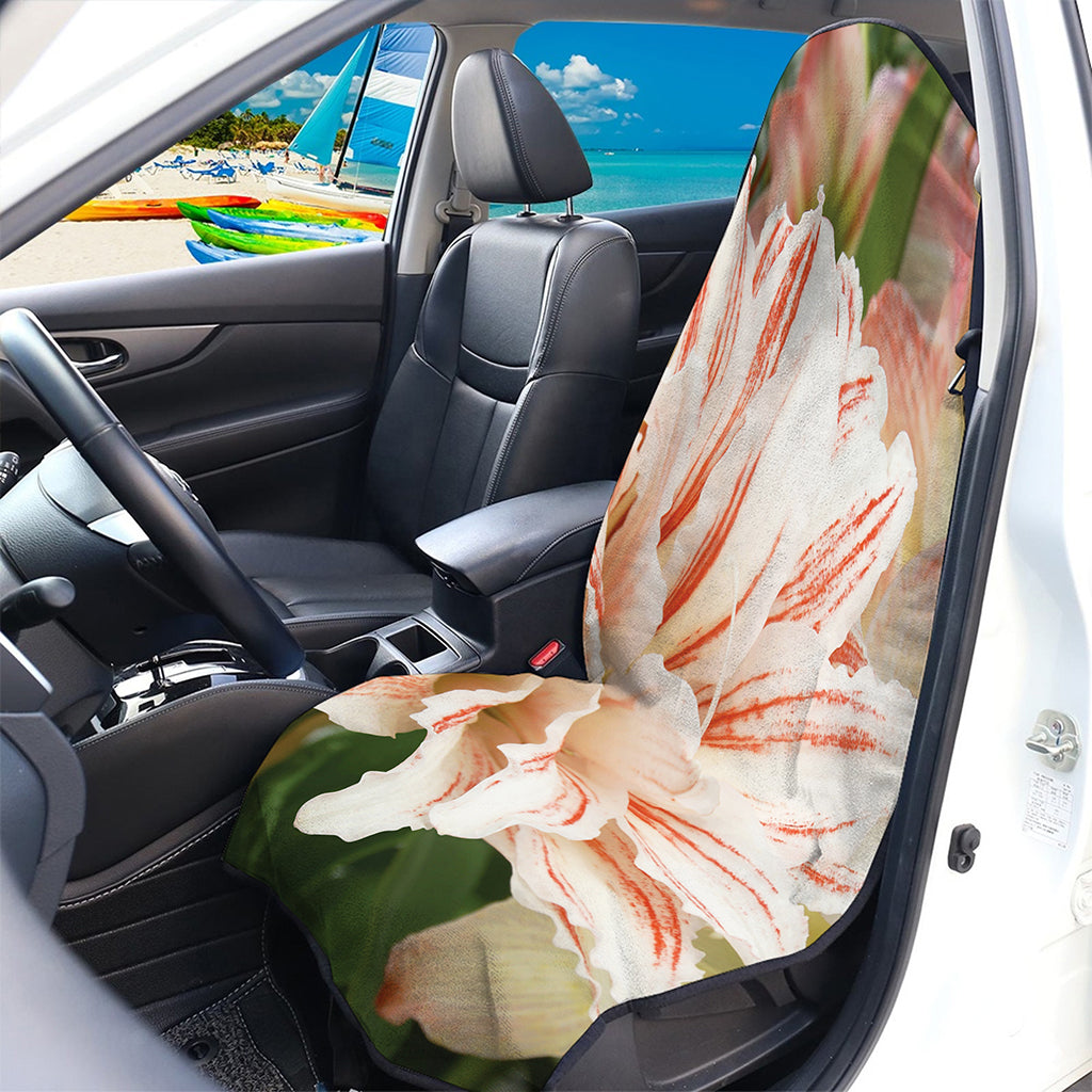 White And Pink Amaryllis Print Waterproof Car Seat Cover