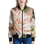 White And Pink Amaryllis Print Women's Bomber Jacket