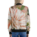 White And Pink Amaryllis Print Women's Bomber Jacket