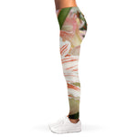 White And Pink Amaryllis Print Women's Leggings