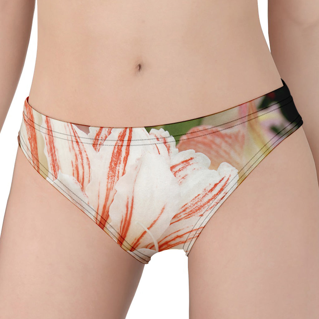 White And Pink Amaryllis Print Women's Panties