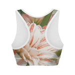 White And Pink Amaryllis Print Women's Sports Bra