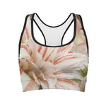 White And Pink Amaryllis Print Women's Sports Bra