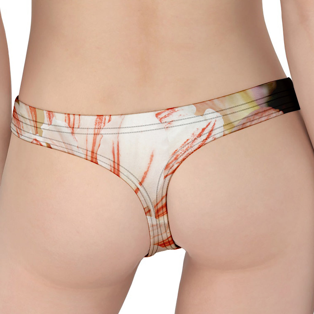 White And Pink Amaryllis Print Women's Thong