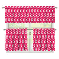 White And Pink Breast Cancer Print 3 Piece Kitchen Curtains