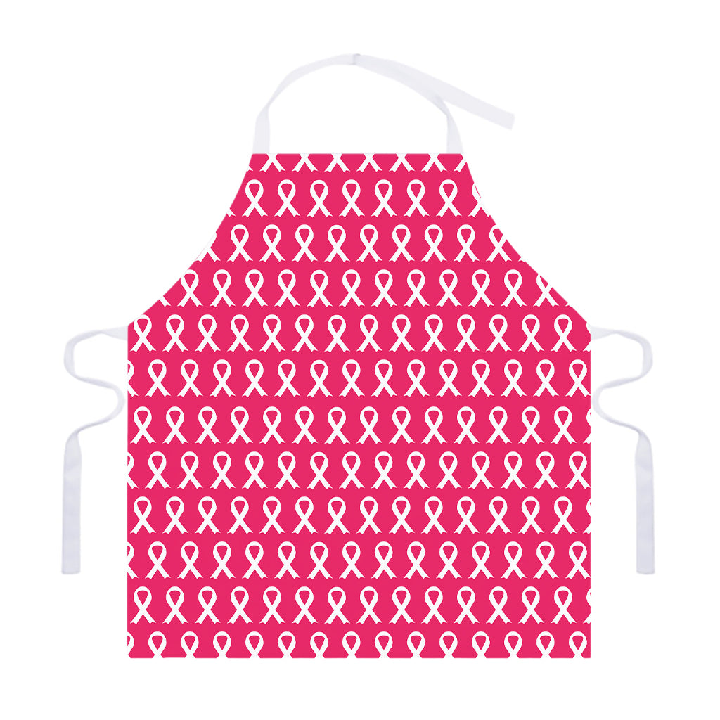 White And Pink Breast Cancer Print Adjustable Apron