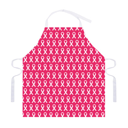White And Pink Breast Cancer Print Adjustable Apron