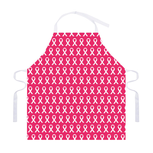 White And Pink Breast Cancer Print Adjustable Apron
