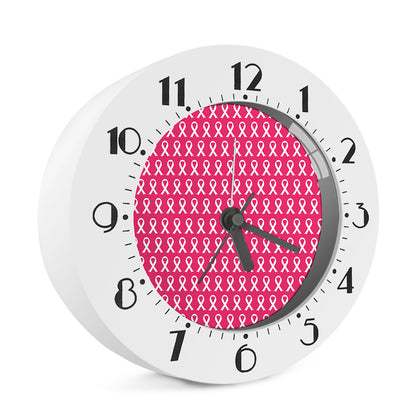 White And Pink Breast Cancer Print Alarm Clock