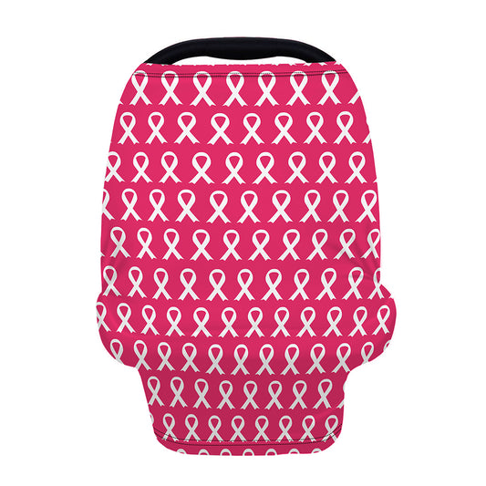 White And Pink Breast Cancer Print Baby Seat Cover