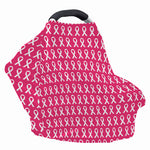 White And Pink Breast Cancer Print Baby Seat Cover
