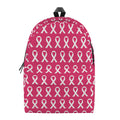 White And Pink Breast Cancer Print School Backpack