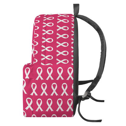 White And Pink Breast Cancer Print Backpack