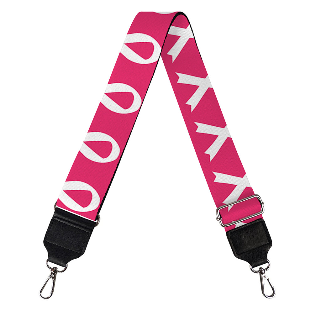 White And Pink Breast Cancer Print Bag Strap