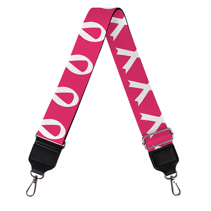 White And Pink Breast Cancer Print Bag Strap